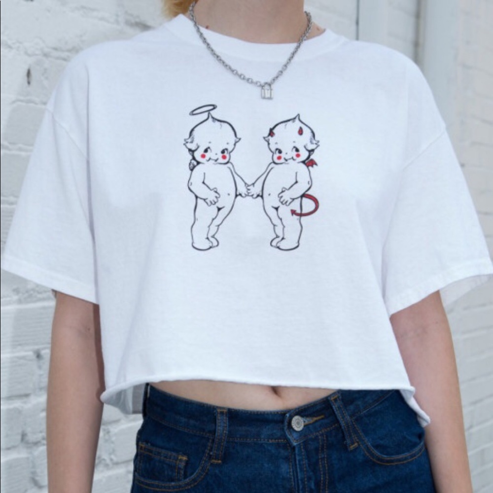 Brandy Melville Angel Devil Twins Crop Top